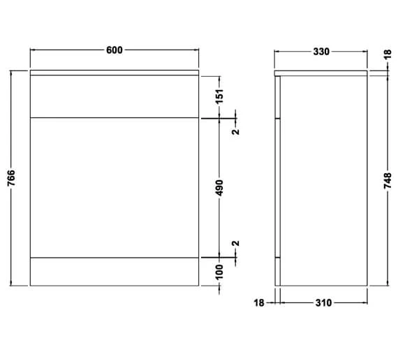 Nuie Mayford 766mm High Back-To-Wall WC Furniture Unit White 10 Nuie Mayford 766mm High Back-To-Wall WC Furniture Unit White - Image 8