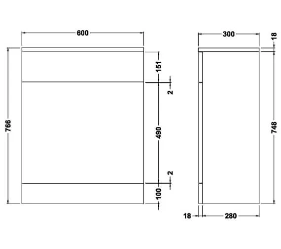Nuie Mayford 766mm High Back-To-Wall WC Furniture Unit White 8 Nuie Mayford 766mm High Back-To-Wall WC Furniture Unit White - Image 6