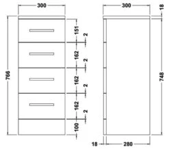 Nuie Mayford 300 X 766mm 4 Drawer Floor-Standing Gloss White Furniture Unit -Burlington Shop M700 2023 5 27 12 21 38 530