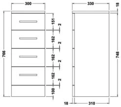 Nuie Mayford 300 X 766mm 4 Drawer Floor-Standing Gloss White Furniture Unit -Burlington Shop M700 2023 5 27 12 21 50 542