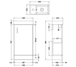 Nuie Vault 405 X 861mm Single Door Floor Standing Compact Unit And Basin -Burlington Shop M700 2023 6 10 11 34 54 597