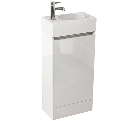 IMEX Echo White Gloss 400 X 220mm Single Door Floor Standing Unit And Basin 4 IMEX Echo White Gloss 400 X 220mm Single Door Floor Standing Unit And Basin - Image 2