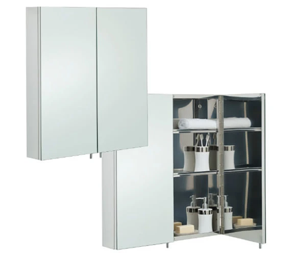 RAK Delta Stainless Steel 670 X 600mm Double Door Mirror Cabinet 3 RAK Delta Stainless Steel 670 X 600mm Double Door Mirror Cabinet