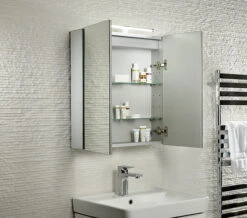 Tavistock Conduct Aluminium Double Door Mirror Cabinet With LED Light -Burlington Shop QS V79469 3 mn